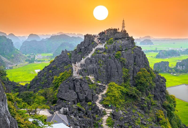 Tourists of Hoa Lu Tam Coc Mua Cave 1 day tour must to walk a lot