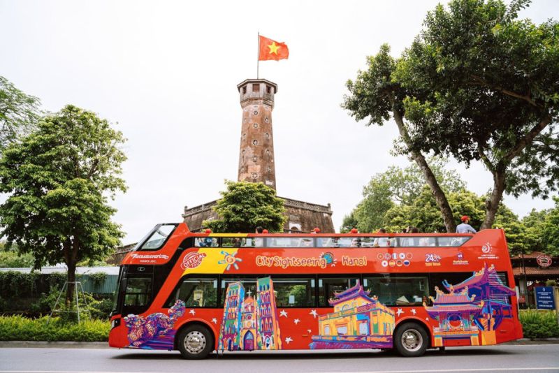 The double-decker Hanoi City Tour bus