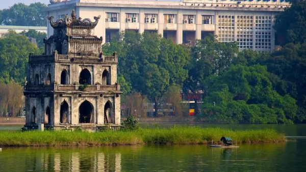 Turtle Tower in the middle of Hoan Kiem Lake