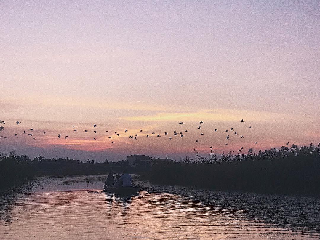 Van Long Lagoon in the sunset