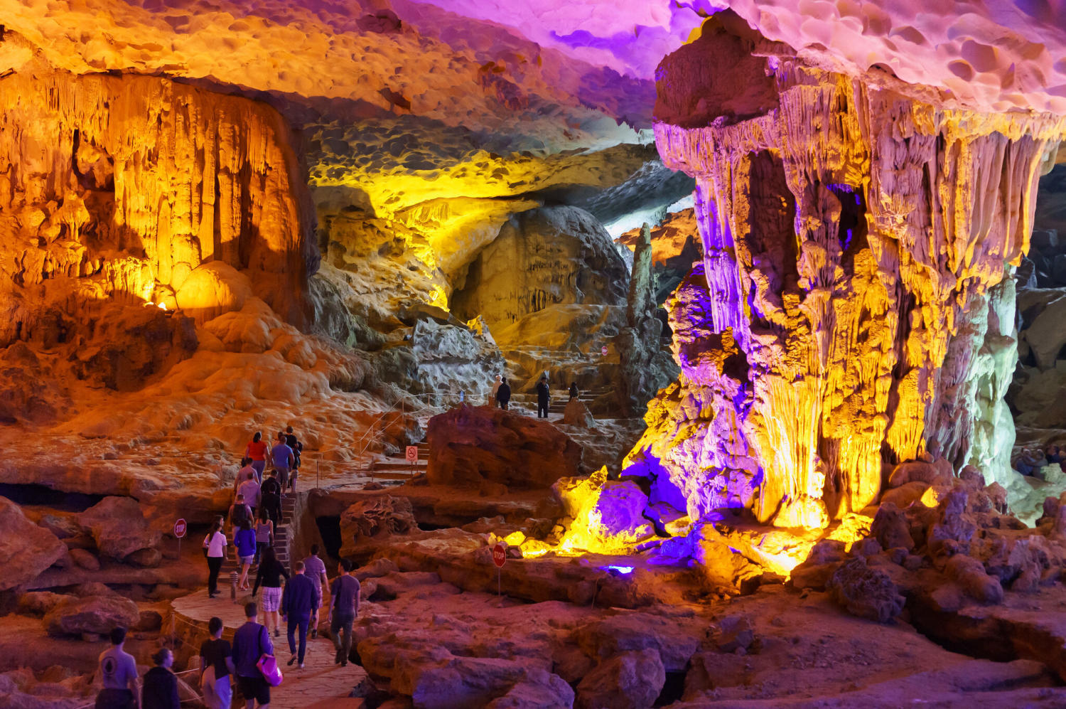 Tourists visit Sung Sot Cave