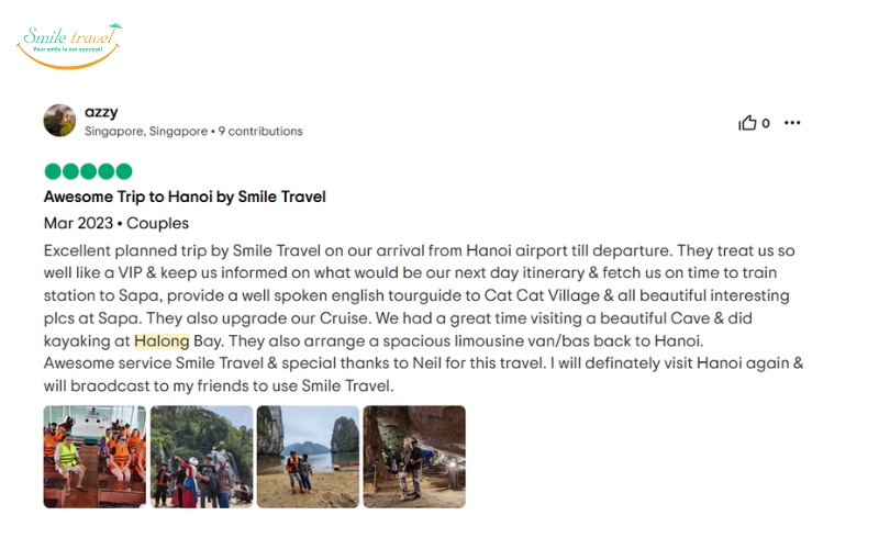 Feedback from tourists of Smile Travel Co., Ltd