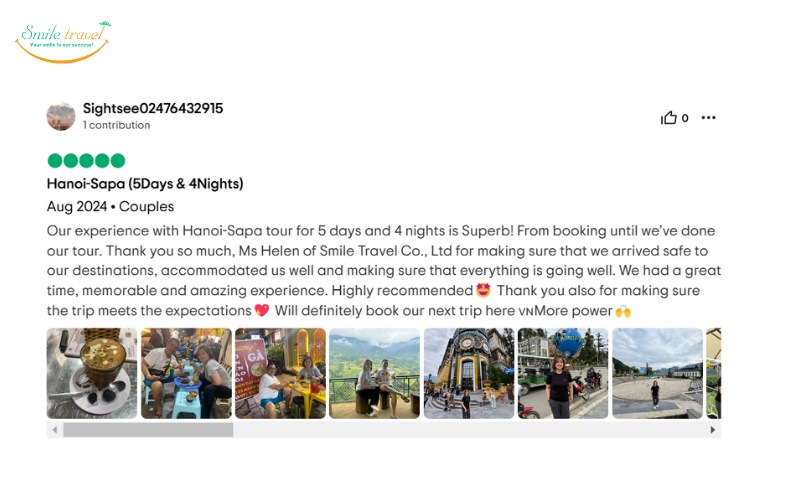 Feedback of tourist in 5D4N Hanoi - Sapa tour in August, 2024