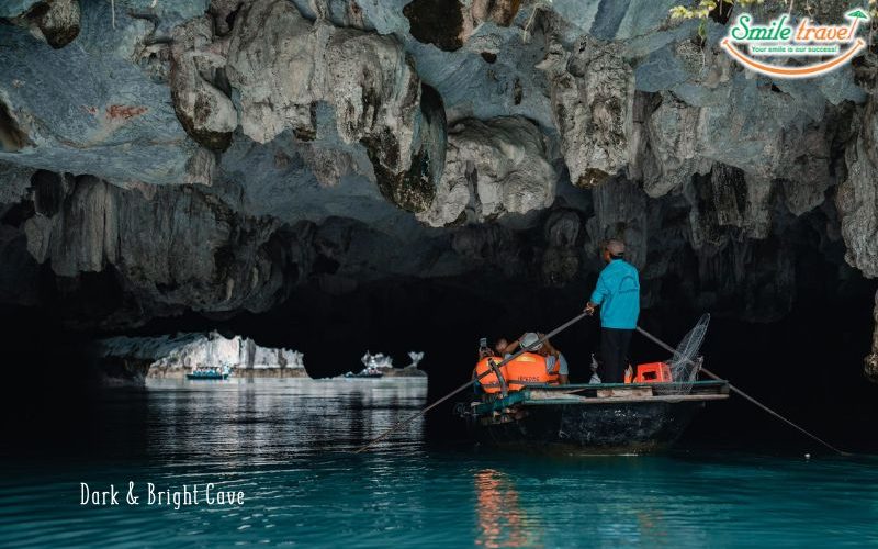 Dark and Bright cave in Halong Bay