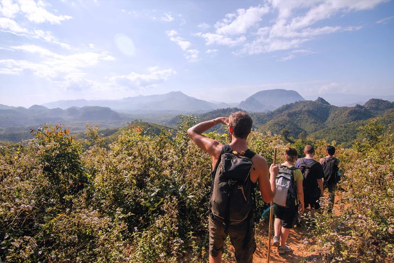 Trekking into the mountainous Lao countryside of Luang Prabang Trekking into the mountainous Lao countryside of Luang Prabang