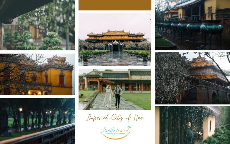 The poetic scene of Imperial City of Hue under the rain