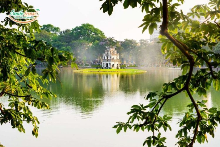 Hoan Kiem Lake in Hanoi Old Quarter Vietnam