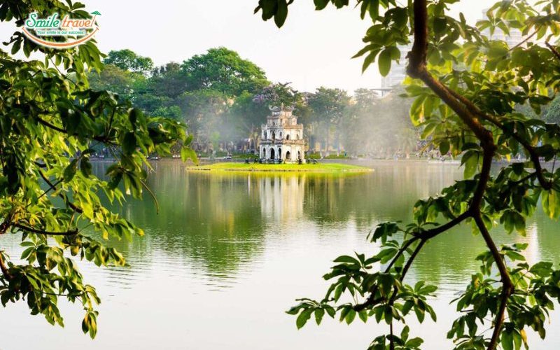 Hoan Kiem Lake in Hanoi Old Quarter Vietnam