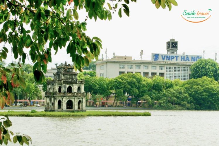 Turtle Tower in the middle of Hoàn Kiếm Lake