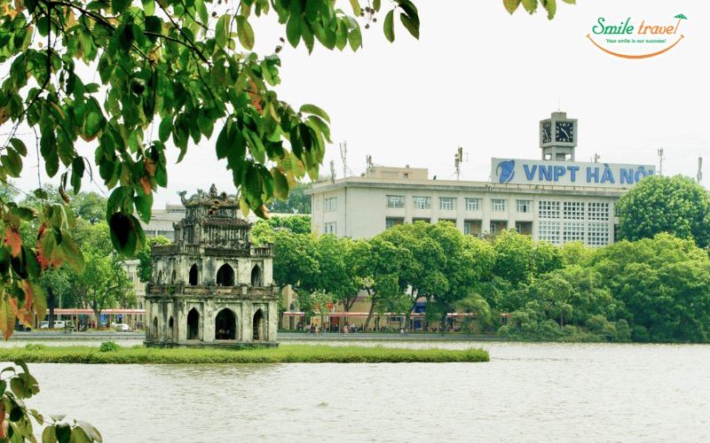 Turtle Tower in the middle of Hoàn Kiếm Lake