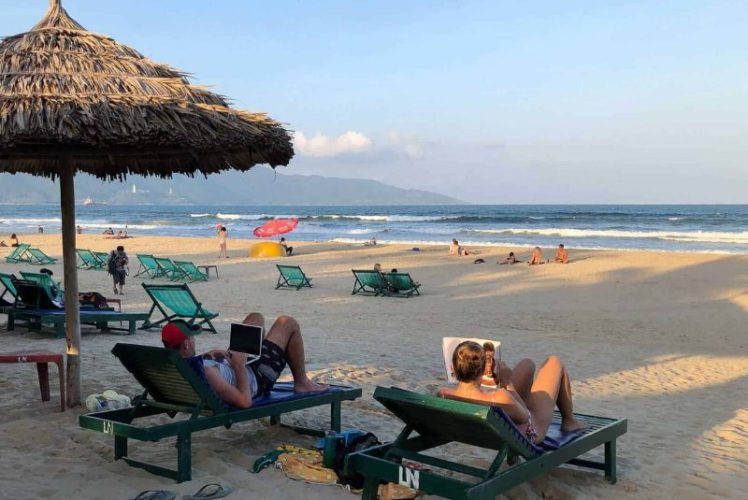 The white sand of My Khe beach in Danang