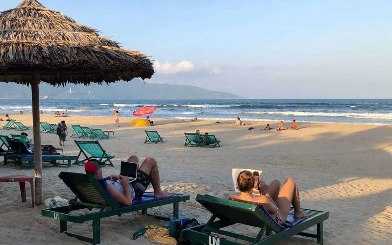 The white sand of My Khe beach in Danang