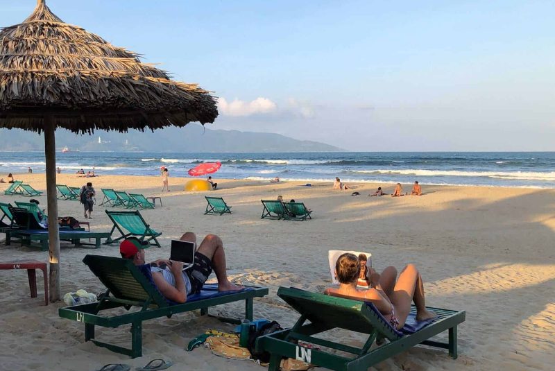 The white sand of My Khe beach in Danang The white sand of My Khe beach in Danang