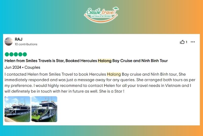 Feedback of this travel agency for cruises's tourists on Halong Bay tour Feedback of this travel agency for cruises's tourists on Halong Bay tour