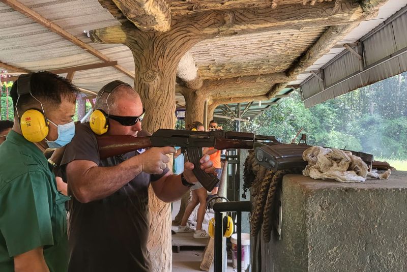Try the real shooting gun - Cu Chi Tunnels tour Try the real shooting gun - Cu Chi Tunnels tour